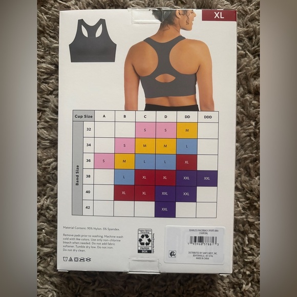 Member's Mark Seamless Racerback Sports Bra - Gray - Picture 2 of 3